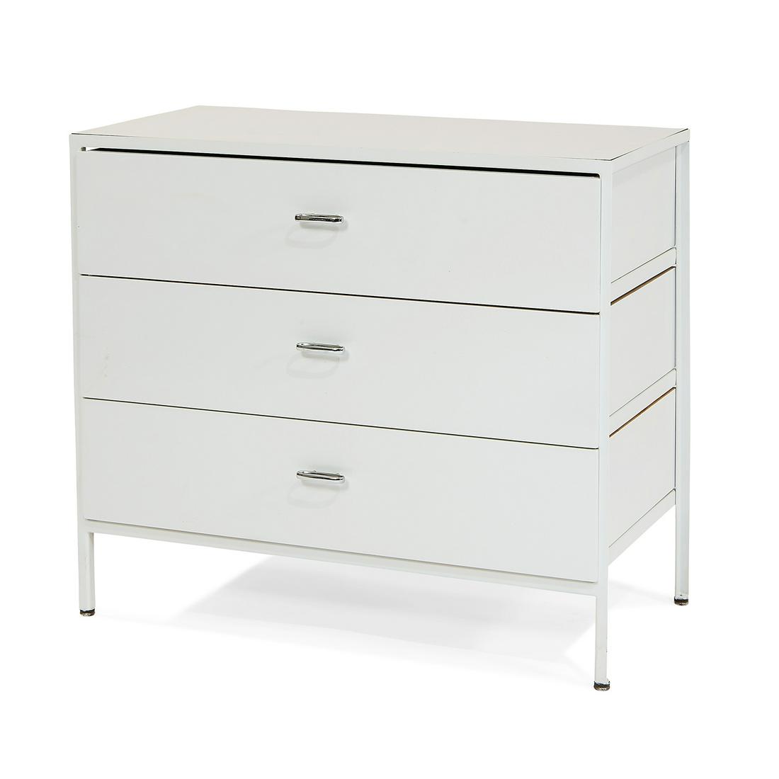 George Nelson Herman Miller Steel Frame dresser: George Nelson (1908-1986) for Herman Miller Steel Frame dresser Zeeland, Michigan, 1950s enameled steel, laminate, birch, plywood metal tag 33 1/2"w x 18 1/2"d x 29 5/8"h