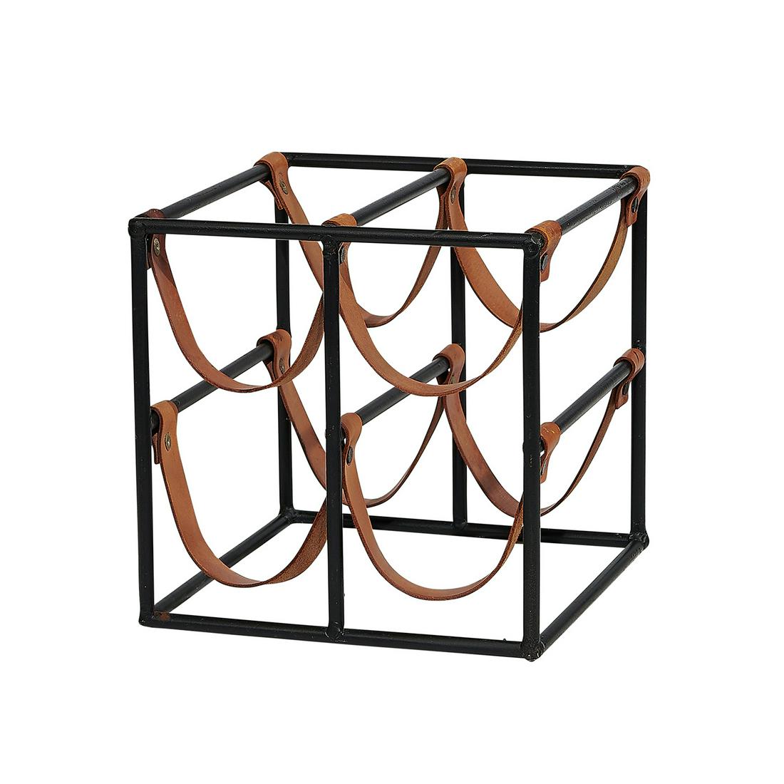 Arthur Umanoff for Raymor wine rack: Arthur Umanoff (1923-1985) for Raymor wine rack USA, 1960s leather, painted steel unmarked 9 3/4"sq