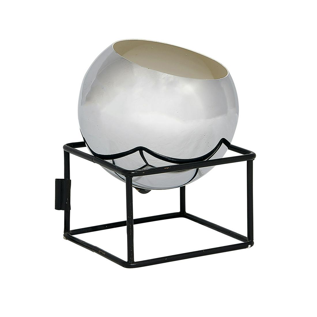 Raymor lamp: Raymor lamp Italy, 1960s enameled steel, chrome-plated steel, plastic original Raymor hang tag 5"dia x 7 1/2"h