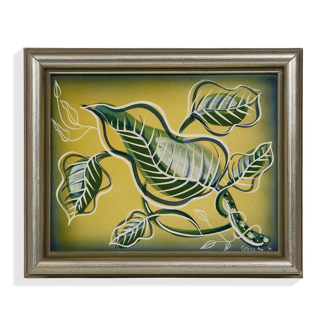 Sascha Brastoff framed tile with vine decoration (1 of 1)