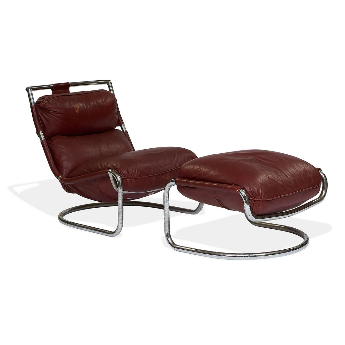 Italian Modern sling chair and ottoman (1 of 1)