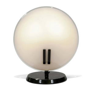 Bruno Gecchelin Perla table lamp: Bruno Gecchelin (b. 1939) for Oluce Perla table lamp Italy, circa 1980 glass, marble, metal sticker label 13"w x 8 1/4"d x 15"h