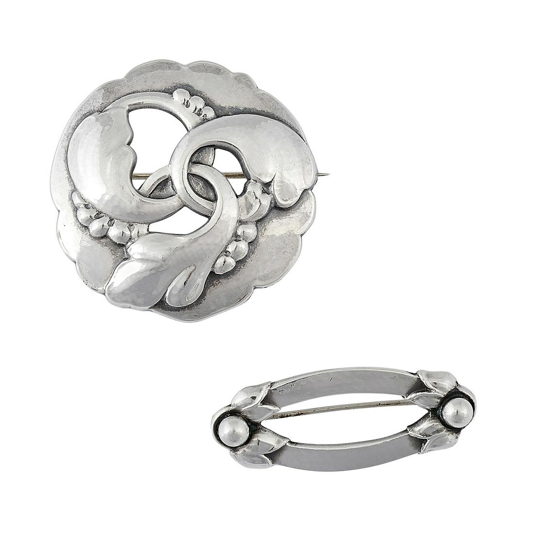 Georg Jensen foliate brooches, two: #20 and #141 (1 of 2)