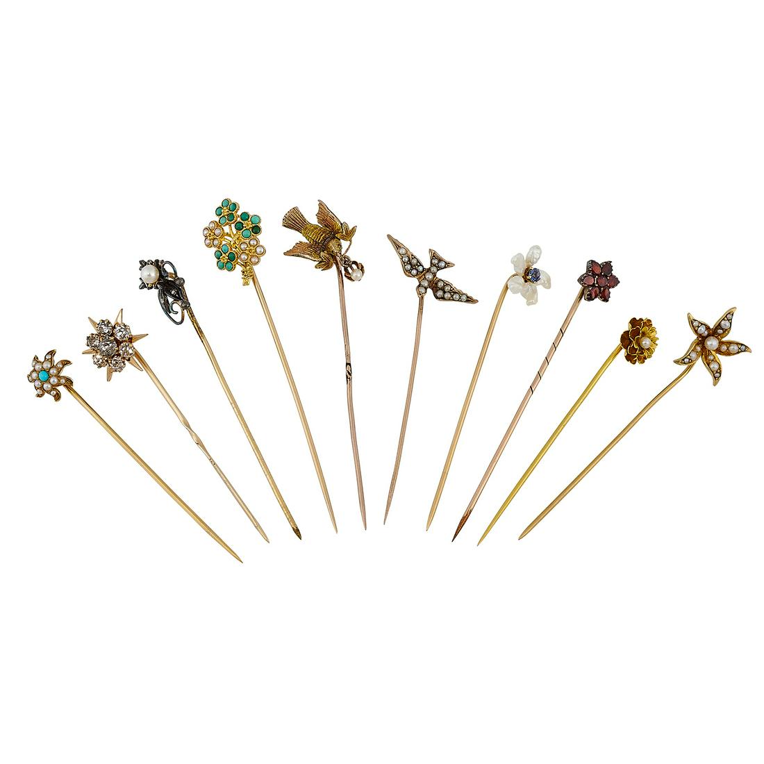 Various Ages group of stick pins, 10 (1 of 2)