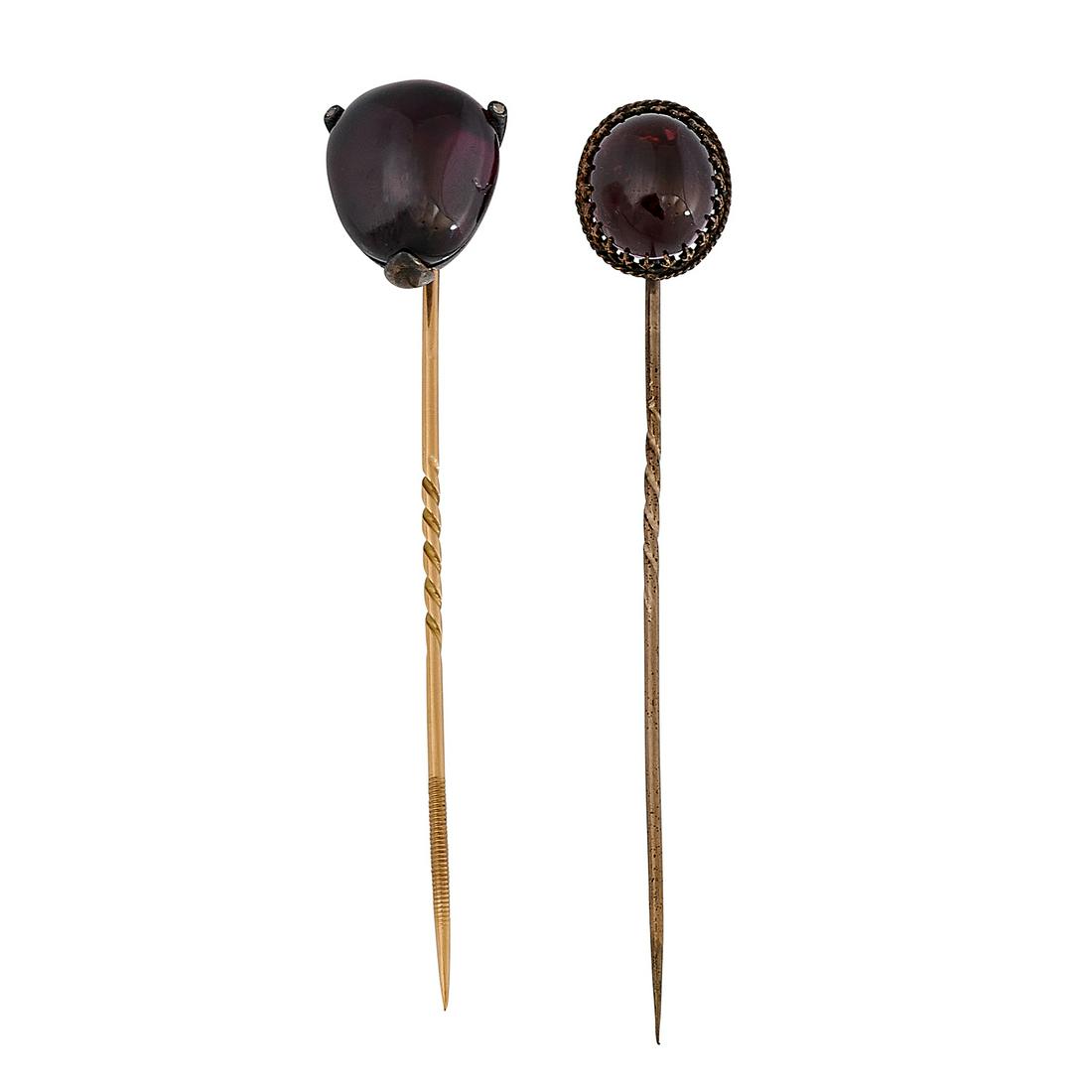 Victorian stick pins, two with cabochon stones (1 of 3)