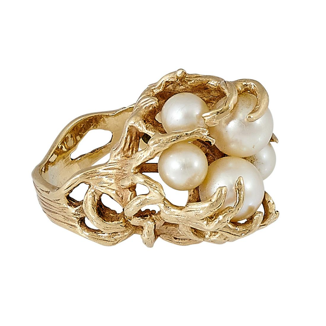 In the Style of Arthur King yellow gold ring (1 of 4)