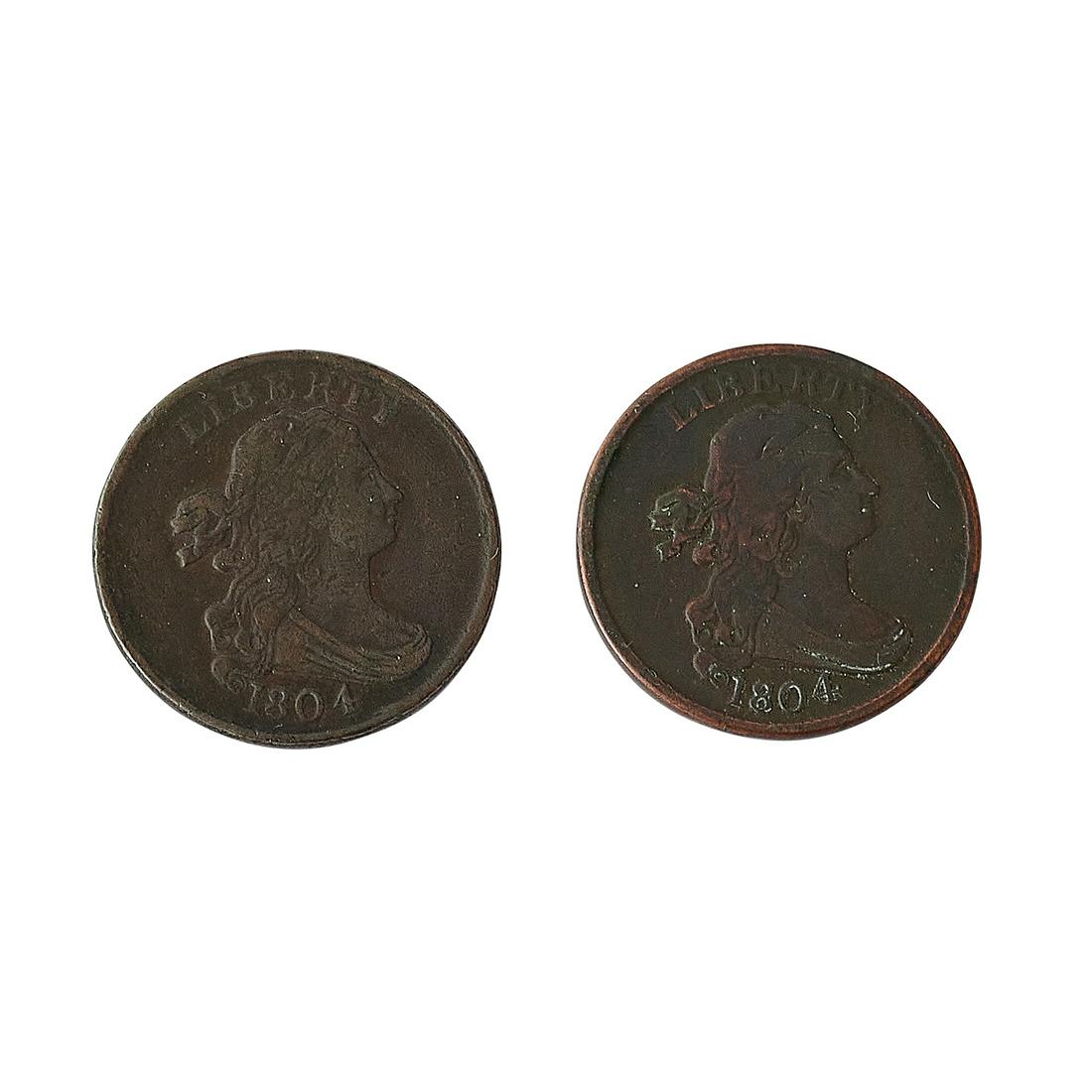 (2) 1804 U.S. Draped Bust 1/2 Cent Coins (1 of 2)