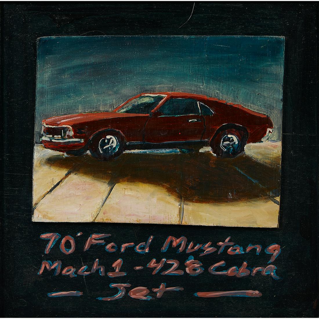 Peter Mars, '70 Mustang Mach 1-428 Cobra Jet…: Peter Mars (American, b. 1959) '70 Mustang Mach 1-428 Cobra Jet and '68 Pontiac GTO, Pontiac 400 V8 Rochester Quadra, two works oil on panel signed verso 23 1/4" x 23"; 23" x 23"