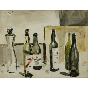 Hughie Lee-Smith, Still Life, 1957, watercolor: Hughie Lee-Smith (American, 1915-1999) Still Life, 1957 watercolor signed and dated upper left 10" x 13"