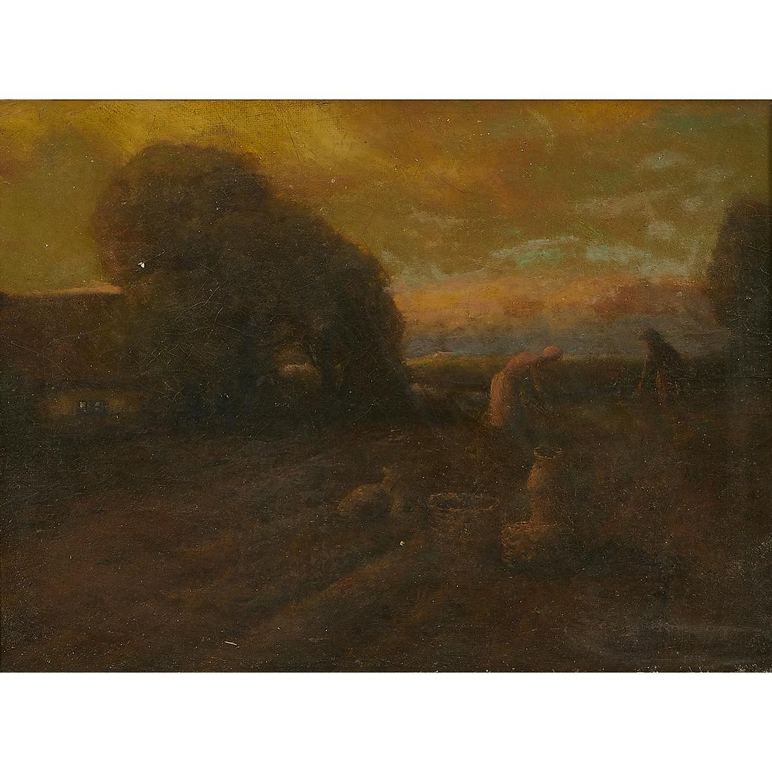 George Inness Jr., Sowing Seeds: George Inness Jr. (American, 1854-1926) Sowing Seeds oil on canvas laid to panel signed lower right 12" x 16"