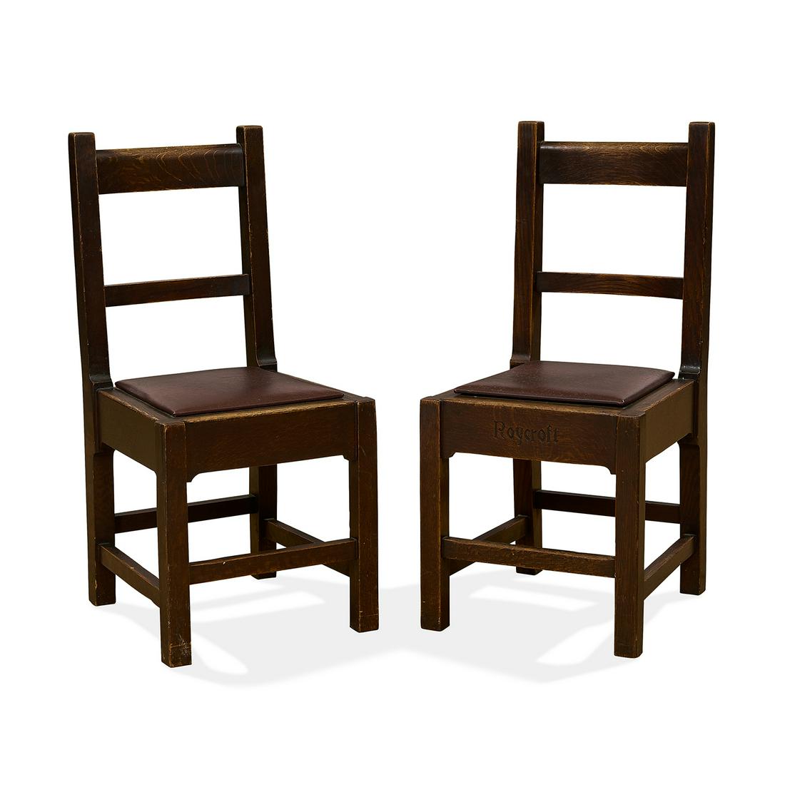 The Roycrofters dining chairs, #027, pair (1 of 2)