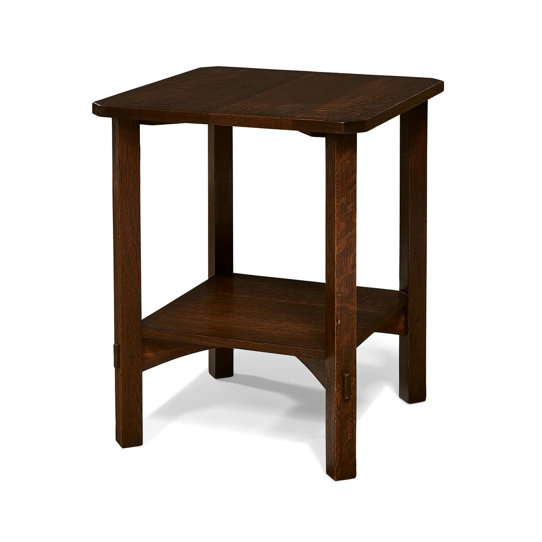 Gustav Stickley clip-corner lamp table, #611 (1 of 1)