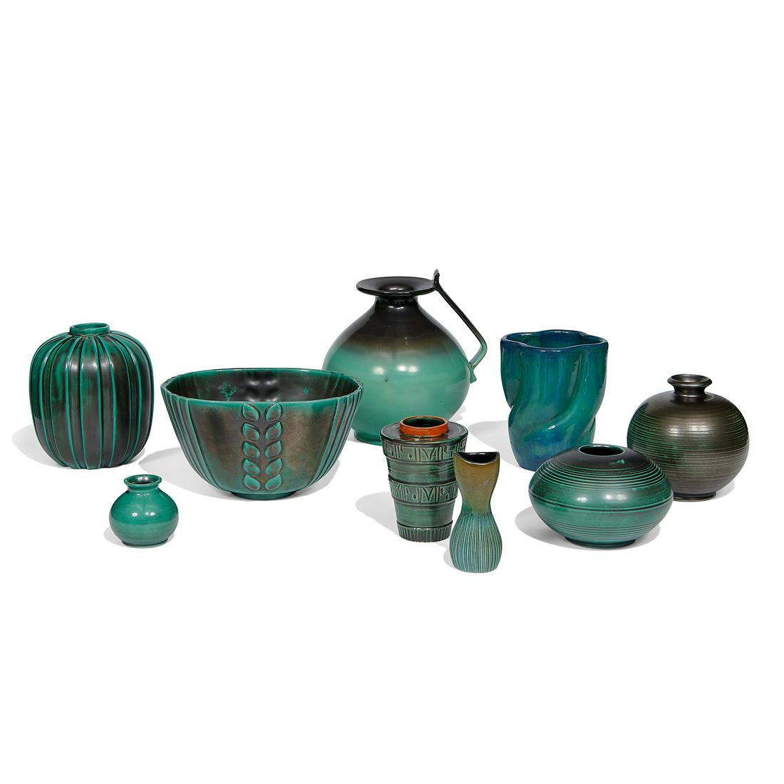 Upsala-Ekeby ceramic vessels, collection of nine (1 of 3)