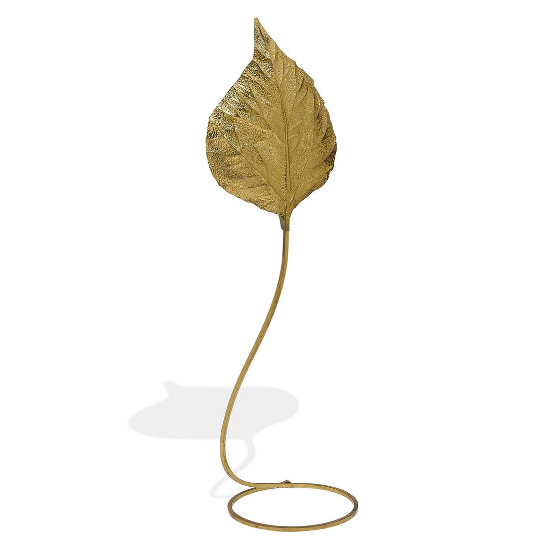 Tomasso Barbi for Carlo Giorgi leaf floor lamp: Tomasso Barbi for Carlo Giorgi Rabarbaro leaf floor lamp Italy, circa 1970 brass unmarked 21"w x 18"d x 65 1/2"h