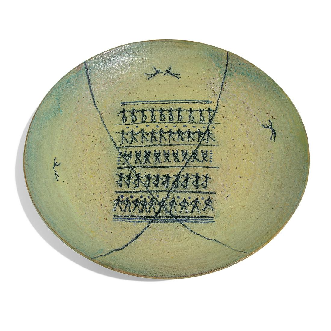 Beatrice Wood large charger with stick figures (1 of 2)