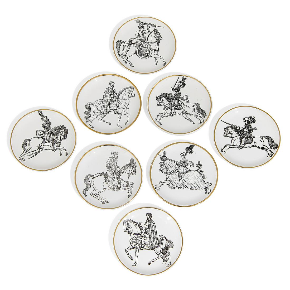Piero Fornasetti Cavalieri coasters, set of eight (1 of 4)
