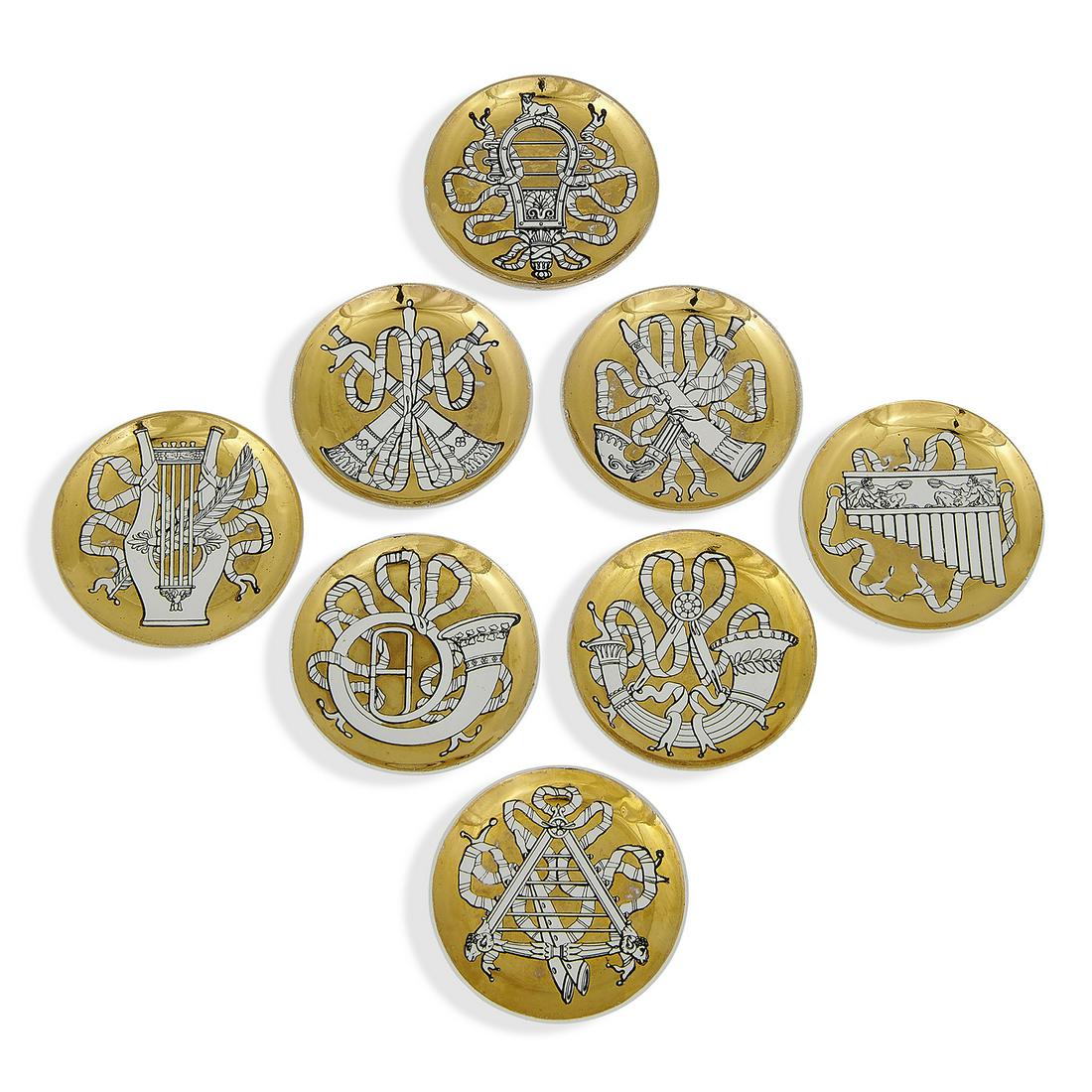 Piero Fornasetti Musicalia coasters, set of eight (1 of 2)