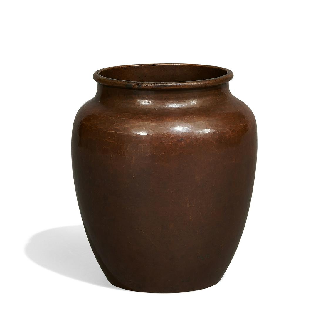 Dirk van Erp vase: Dirk van Erp (1860-1933) vase San Francisco, California copper signed with open box mark with ghost of D'Arcy Gaw 5 1/4"dia x 6 1/2"h