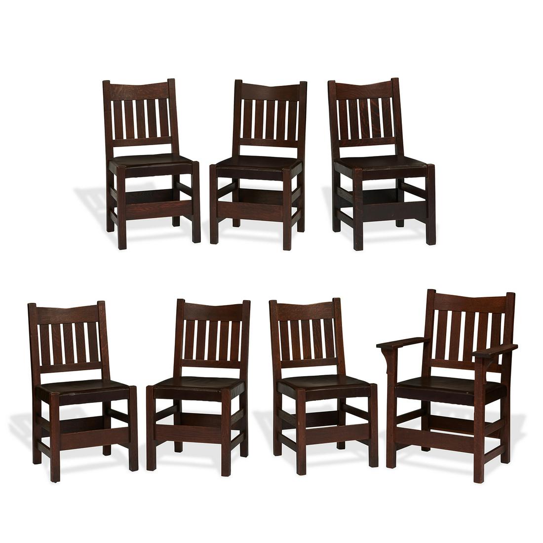 Gustav Stickley assembled set of V-back chair (1 of 1)