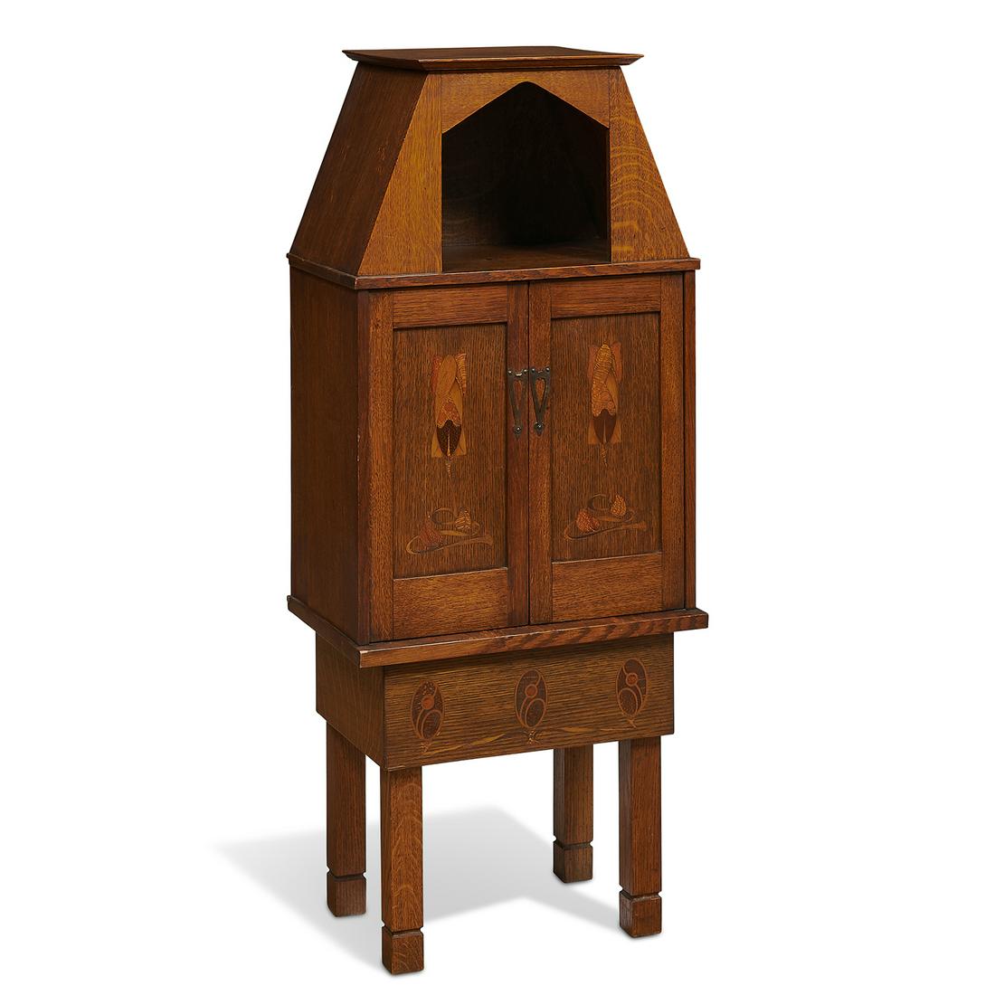 Stickley Brothers early inlaid two-door cabinet (1 of 3)
