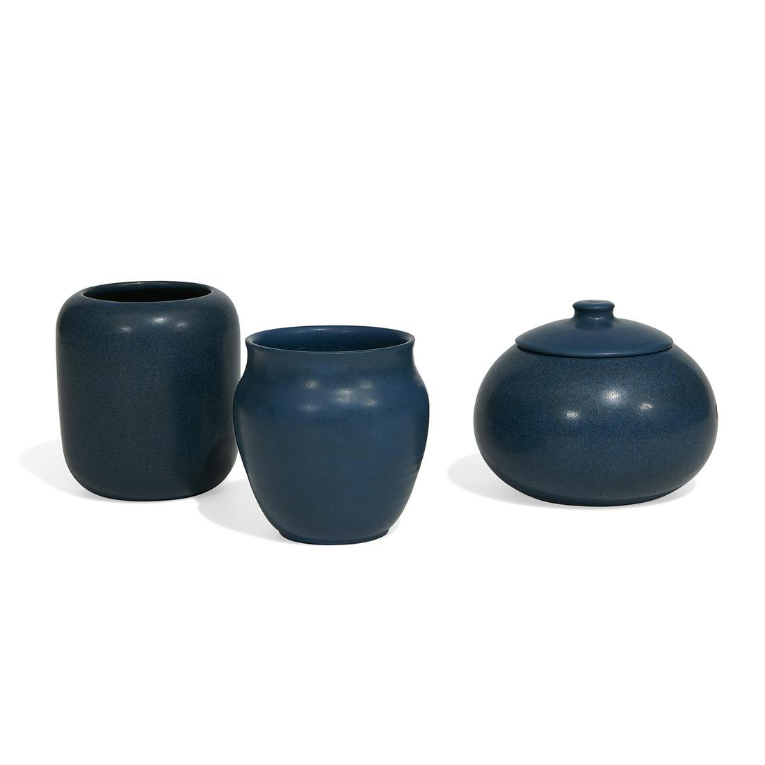 Marblehead Pottery vases, two & covered urn (1 of 2)