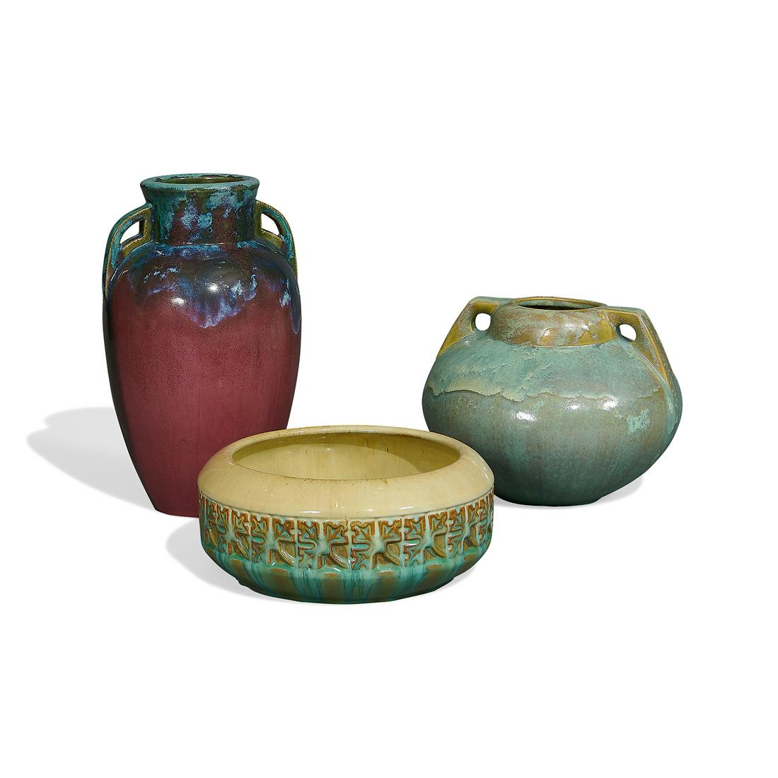 Fulper Pottery Co.bowl & two vases (1 of 3)