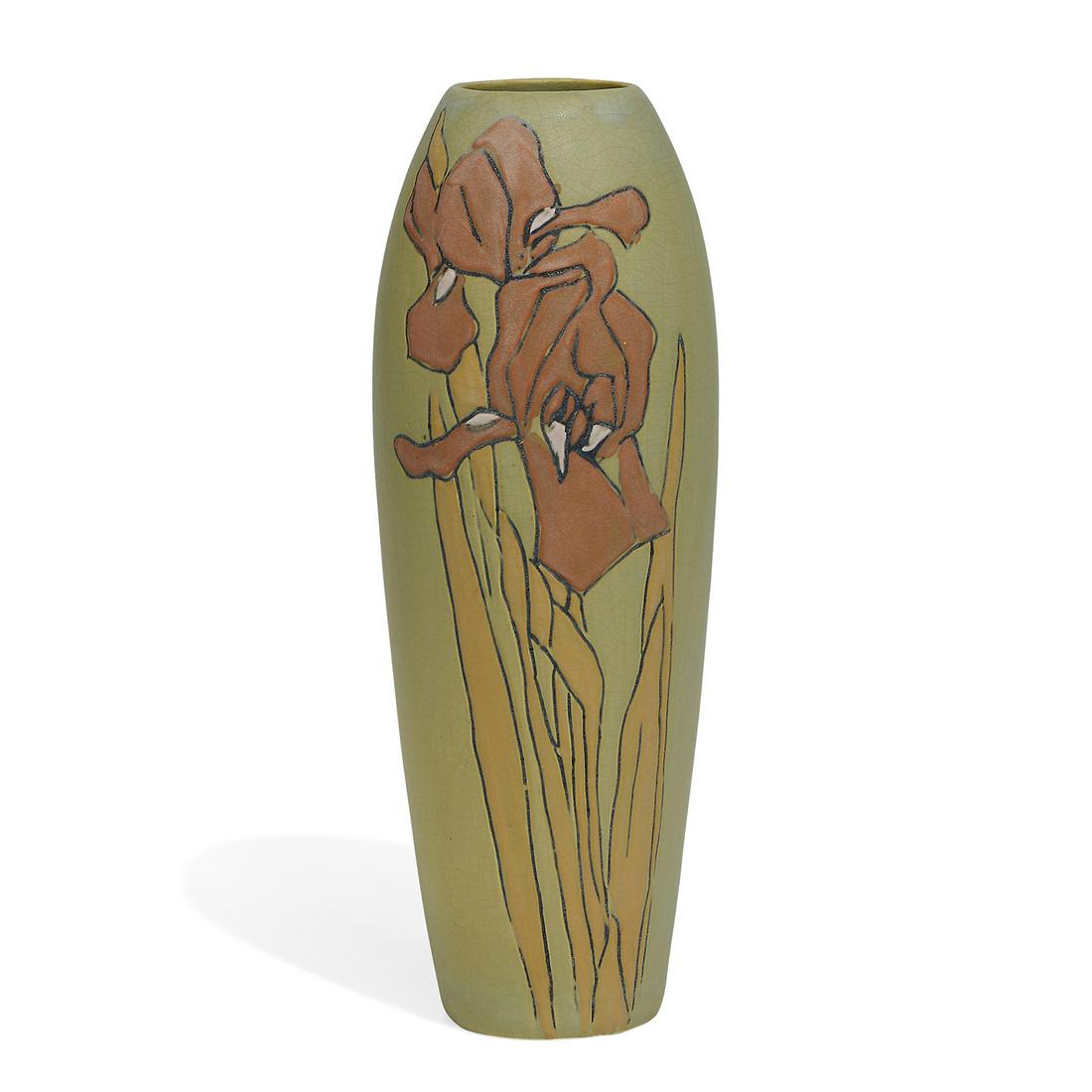 Weller Pottery Co. earthenware Etched Matt vase (1 of 3)