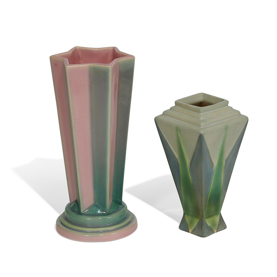 Roseville Pottery Co. Futura vases, two (1 of 3)
