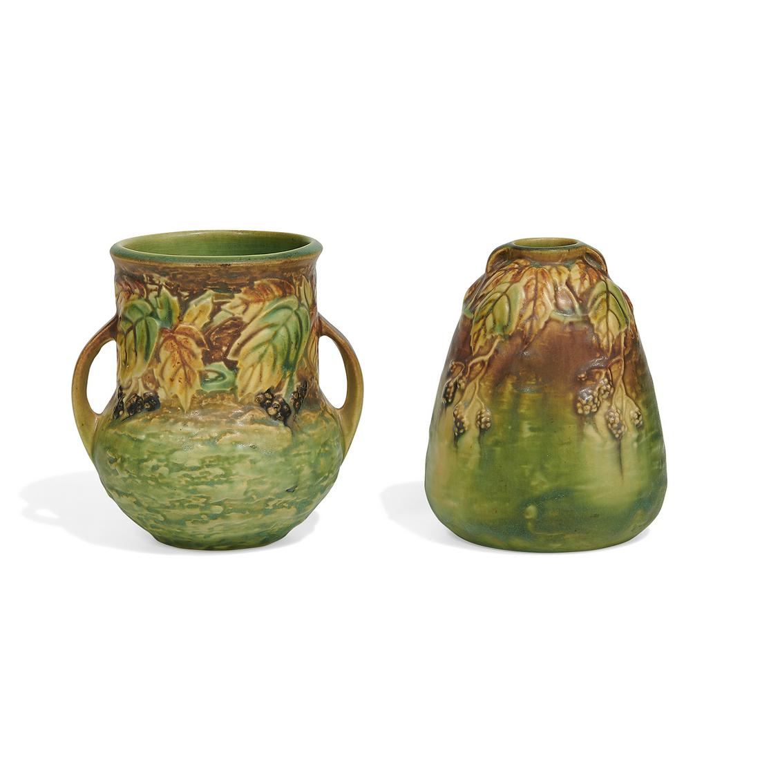 Roseville Pottery Co. Blackberry vases, two (1 of 3)