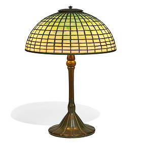 Tiffany Studios table lamp, Geometric shade (1 of 3)