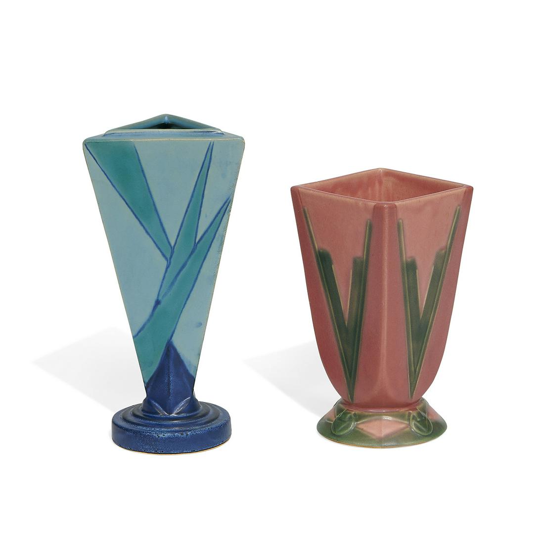 Roseville Pottery Co. Futura vases, two (1 of 3)