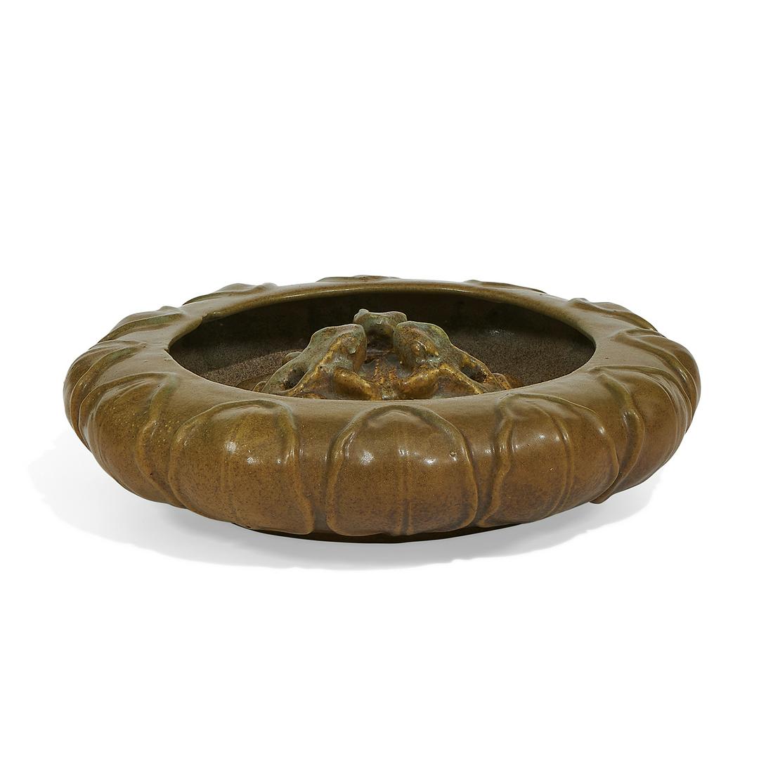 Van Briggle Pottery bowl and flower frog (1 of 4)