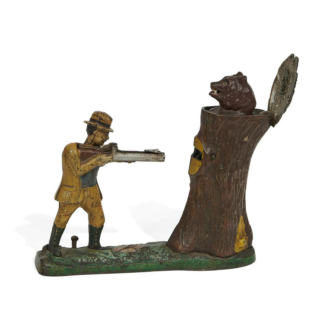 J. & E. Stevens Co. Teddy and The Bear mech. bank (1 of 6)