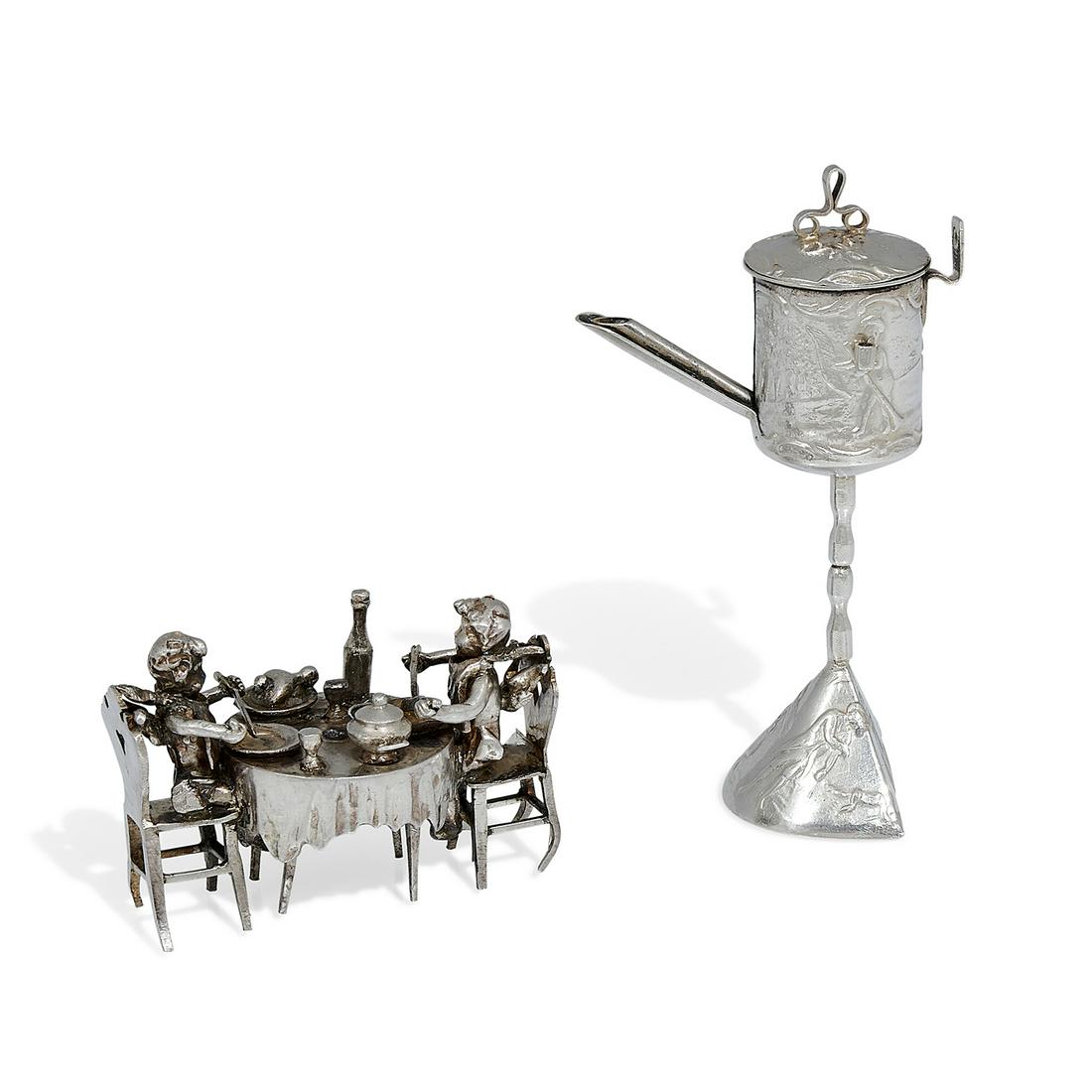 Dutch silver perfume lamp and miniature cherubs (1 of 4)