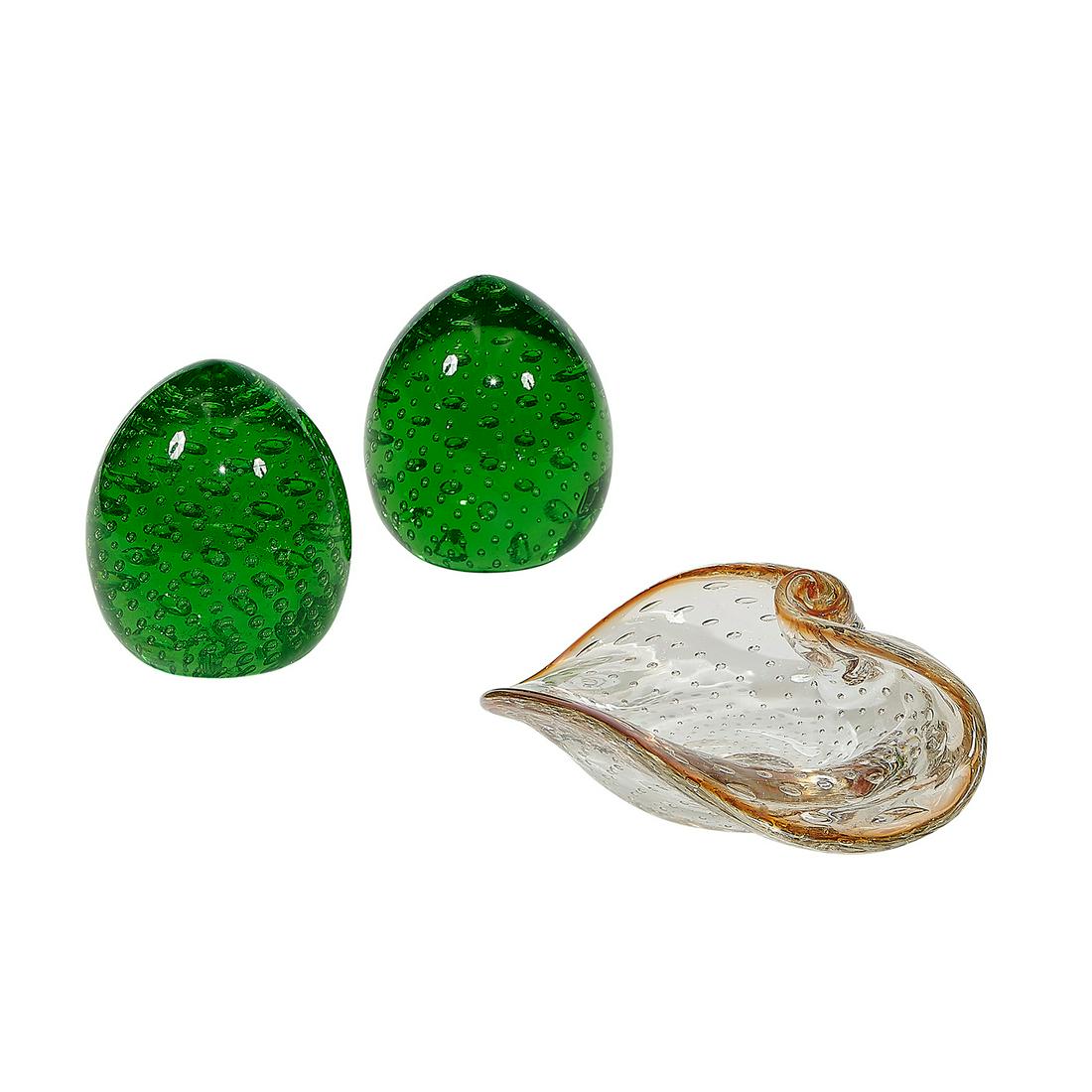 Attributed to Archimede Seguso, bowl and bookends (1 of 2)