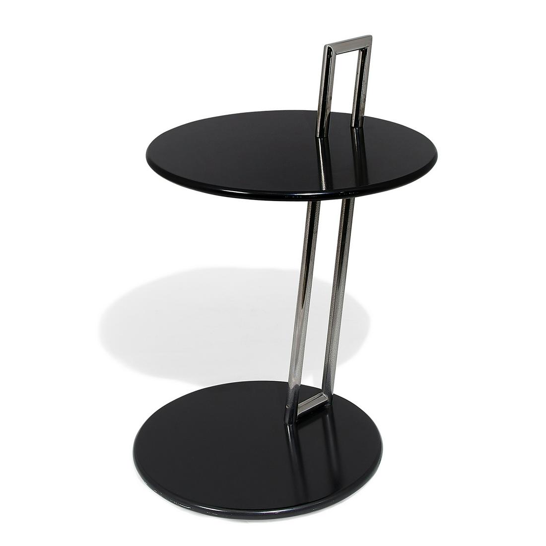 After Eileen Gray, side table: After Eileen Gray side table Italy, circa 1990 chrome-plated steel tubing, lacquered MDF unmarked 16"w x 18"d x 22 3/4"h