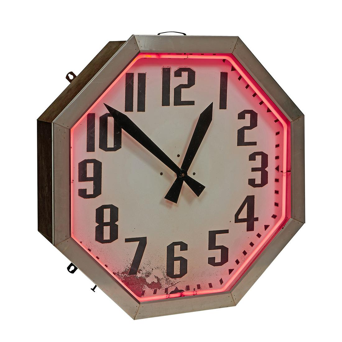 Art Deco large neon industrial wall clock (1 of 2)
