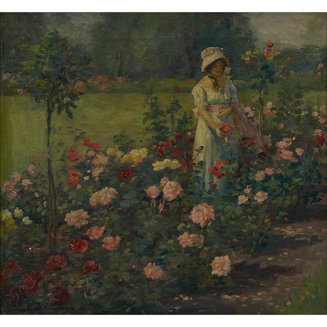Charles Waltensperger, In the Rose Garden, oil (1 of 2)