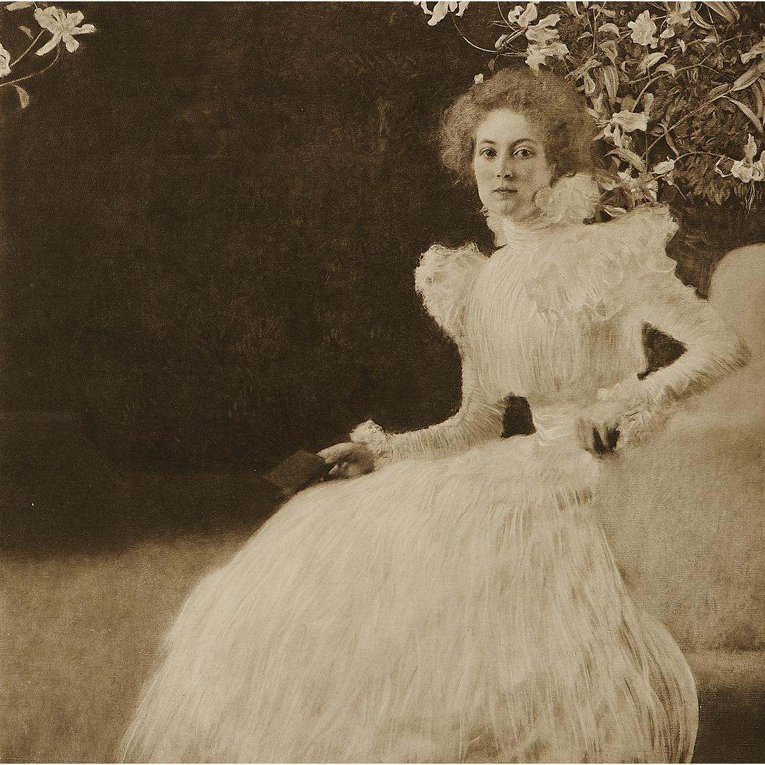 Gustave Klimt, Portrait of Sonja Knips: Gustave Klimt (Austrian, 1862-1918) Portrait of Sonja Knips, 1908-1914 collotype printed on chine-collé signed with artist signet center lower margin (intaglio printed in gold ink) edition of 300