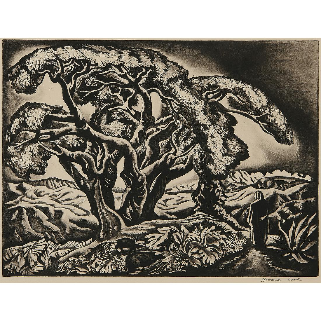 Howard Norton Cook, Mexican Landscape, etching (1 of 2)