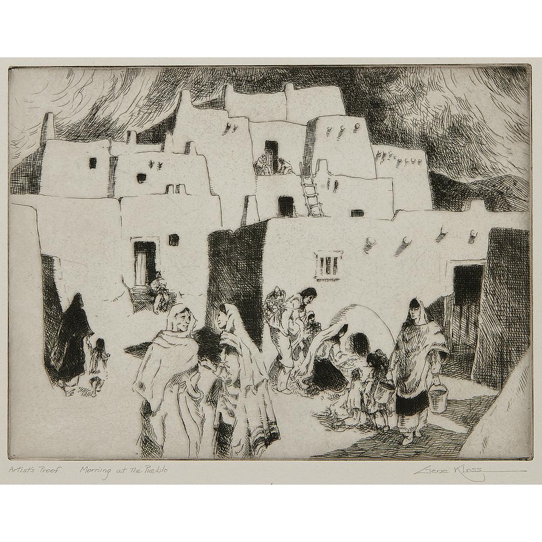 Gene Kloss, Morning at the Pueblo, 1975, etching (1 of 2)
