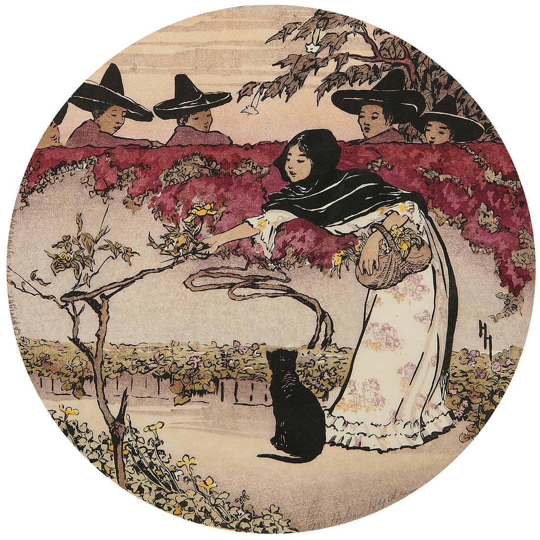 Helen Hyde, A Mexican Coquette, color woodcut (1 of 2)