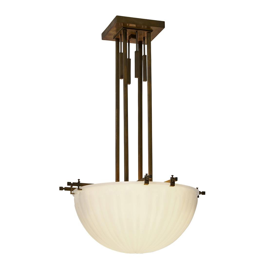 Purcell & Elmslie, Polson Residence light fixture: William Gary Purcell (1880-1965) & George Grant Elmslie (1869-1952) for the Mrs. Richard Polson Residence in Spooner, Wisconsin hanging light fixture Spooner, Wisconsin, 1917 bronze, glass overall: 16