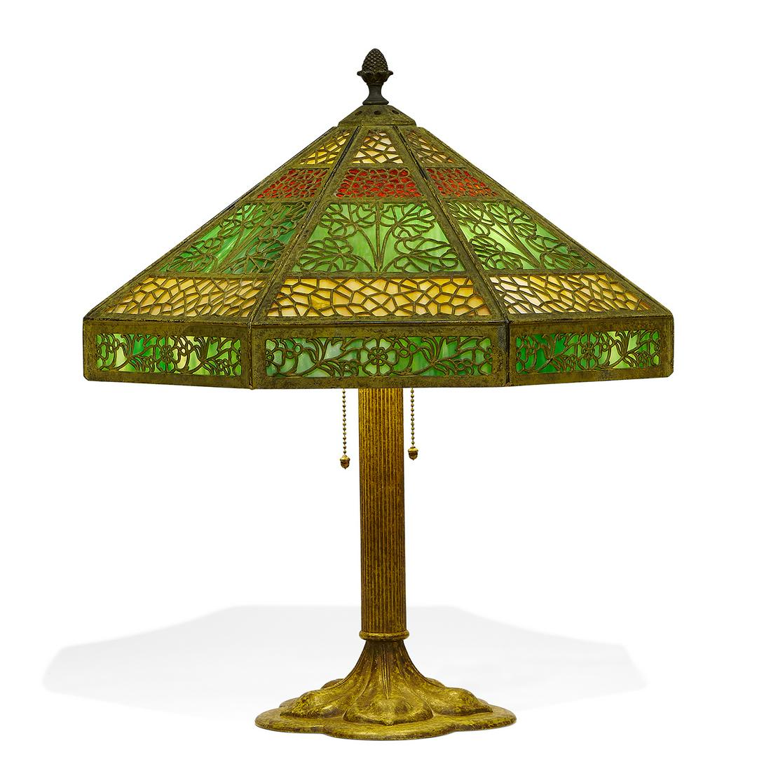 Attr. Bradley & Hubbard overlay table lamp (1 of 2)