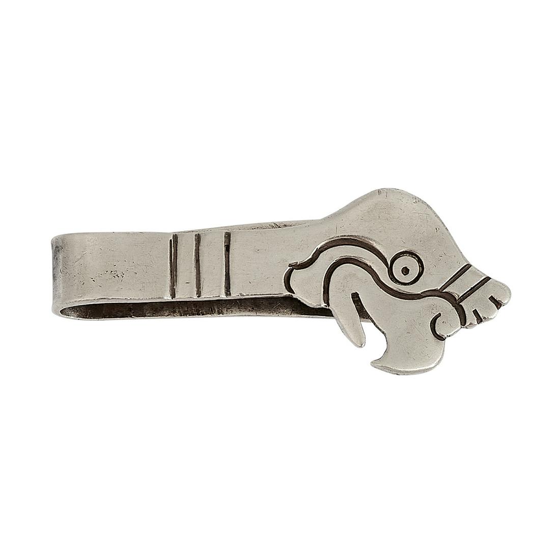 William Spratling tie clip with bird motif: William Spratling (1900-1967) tie clip with bird motif Taxco, Mexico sterling silver stamped marks 8.1 dwts 2 1/8"w x 7/8"h