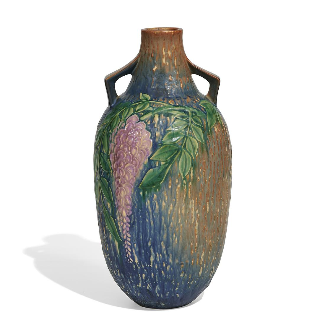 Roseville Pottery Co. Wisteria vase, shape 641-15 (1 of 3)