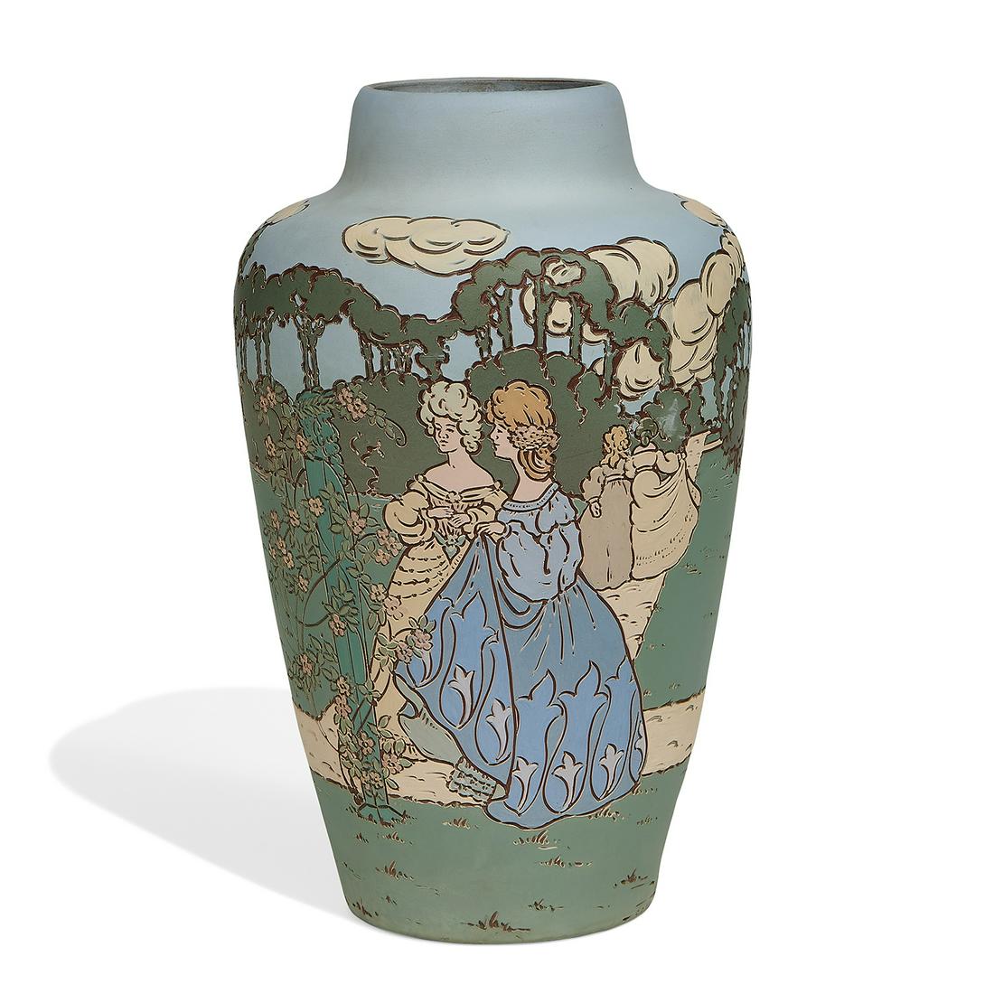 C.A. Dusenbery, Weller Pottery Dickensware vase (1 of 3)