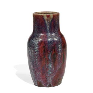 Raoul Lachenal vase, shape number 128: Raoul Lachenal (1885-1956) vase, shape number 128 121 France high glazed ceramic inscribed mark, numbered 4"w x 3 1/2"d x 7 1/2"h Provenance: Jason Jacques Gallery, New York, New York (paper label)