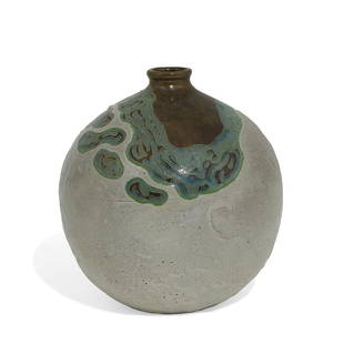 Raoul Lachenal spherical form vase: Raoul Lachenal (1885-1956) spherical form vase France high drip glazed ceramic incised signature 10"dia x 11"h Provenance: Sotheby's, Paris, France, 16 December 2005, Lot 222