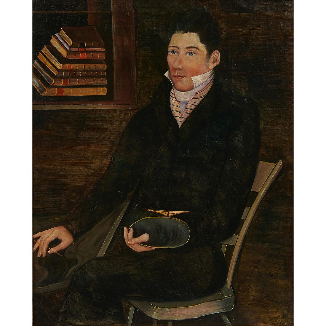 Artist Unknown, Folk Art Portrait of an Artist (1 of 2)